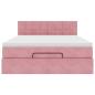 Preview: Ottoman-Bett mit Matratze Rosa 140x200 cm Samt