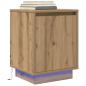 Preview: ARDEBO.de - Nachttisch mit LED-Leuchten Artisan-Eiche 38x34x50 cm