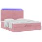 Preview: ARDEBO.de - Ottoman-Bett mit Matratzen & LEDs Rosa 160x200 cm Samt