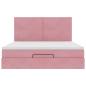 Preview: Ottoman-Bett mit Matratzen & LEDs Rosa 160x200 cm Samt