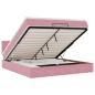 Preview: Ottoman-Bett mit Matratze & LEDs Rosa 160x200 cm Samt
