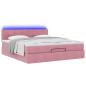 Preview: Ottoman-Bett mit Matratze & LEDs Rosa 160x200 cm Samt