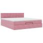 Preview: Ottoman-Bett mit Matratze & LEDs Rosa 160x200 cm Samt
