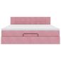 Preview: Ottoman-Bett mit Matratze & LEDs Rosa 160x200 cm Samt