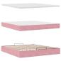 Preview: Ottoman-Bett mit Matratze & LEDs Rosa 160x200 cm Samt
