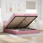 Preview: ARDEBO.de - Ottoman-Bett mit Matratze & LEDs Rosa 160x200 cm Samt