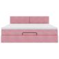 Preview: Ottoman-Bett mit Matratze & LEDs Rosa 160x200 cm Samt