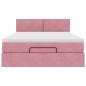 Preview: Ottoman-Bett mit Matratze & LEDs Rosa 140x200 cm Samt