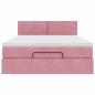 Preview: Ottoman-Bett mit Matratze Rosa 140x200 cm Samt