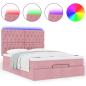 Preview: ARDEBO.de - Ottoman-Bett mit Matratzen & LEDs Rosa 140x200 cm Samt