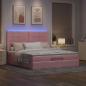 Preview: ARDEBO.de - Ottoman-Bett mit Matratzen & LEDs Rosa 160x200 cm Samt