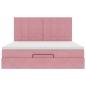 Preview: Ottoman-Bett mit Matratzen & LEDs Rosa 160x200 cm Samt