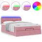 Preview: Ottoman-Bett mit Matratze & LEDs Rosa 140x200 cm Samt