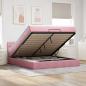 Preview: ARDEBO.de - Ottoman-Bett mit Matratze & LEDs Rosa 160x200 cm Samt