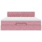 Preview: Ottoman-Bett mit Matratze & LEDs Rosa 160x200 cm Samt
