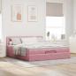 Preview: Ottoman-Bett mit Matratze Rosa 160x200 cm Samt