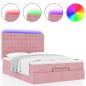 Preview: Ottoman-Bett mit Matratzen & LEDs Rosa 140x200 cm Samt