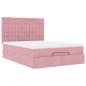 Preview: Ottoman-Bett mit Matratzen & LEDs Rosa 140x200 cm Samt