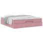 Preview: Ottoman-Bett mit Matratze Rosa 160x200 cm Samt