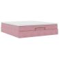 Preview: Ottoman-Bett mit Matratze Rosa 160x200 cm Samt