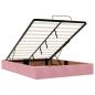 Preview: Ottoman-Bett mit Matratzen & LEDs Rosa 140x200 cm Samt