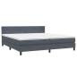 Preview: ARDEBO.de - Boxspringbett mit Matratze Dunkelgrau 180x210 cm Samt