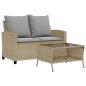 Preview: Gartensofa 2-Sitzer mit Kissen & Tisch Beige Poly Rattan