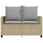 Preview: Gartensofa 2-Sitzer mit Kissen & Tisch Beige Poly Rattan