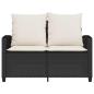 Preview: Gartensofa 2-Sitzer mit Kissen & Tisch Schwarz Poly Rattan