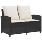 Preview: Gartensofa 2-Sitzer mit Kissen & Tisch Schwarz Poly Rattan