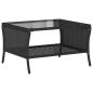 Preview: Gartensofa 2-Sitzer mit Kissen & Tisch Schwarz Poly Rattan