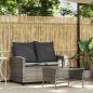 Preview: Gartensofa 2-Sitzer mit Kissen & Tisch Grau Poly Rattan
