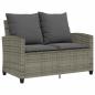 Preview: Gartensofa 2-Sitzer mit Kissen & Tisch Grau Poly Rattan