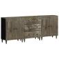 Preview: ARDEBO.de - 3-tlg. Sideboards Hellgrau 60x33,5x75 cm Massivholz Mango