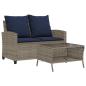 Preview: Gartensofa 2-Sitzer mit Kissen & Tisch Grau Poly Rattan