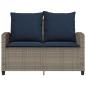 Preview: Gartensofa 2-Sitzer mit Kissen & Tisch Grau Poly Rattan