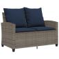 Preview: Gartensofa 2-Sitzer mit Kissen & Tisch Grau Poly Rattan