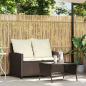 Preview: Gartensofa 2-Sitzer mit Kissen & Tisch Braun Poly Rattan