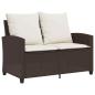 Preview: Gartensofa 2-Sitzer mit Kissen & Tisch Braun Poly Rattan