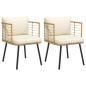 Preview: ARDEBO.de - Gartenstühle 2 Stk. mit Kissen Natur Poly Rattan