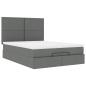 Preview: Ottoman-Bett mit Matratze & LEDs Dunkelgrau 140x190 cm Stoff