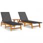 Preview: 3-tlg. Garten-Lounge-Set Poly Rattan & Massivholz Akazie