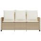 Preview: Gartensofa 3-Sitzer mit Kissen & Tisch Beige Poly Rattan
