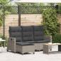 Preview: ARDEBO.de - Gartensofa mit Liegefunktion Kissen L-Form Grau Poly Rattan