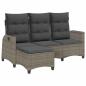 Preview: Gartensofa mit Liegefunktion Kissen L-Form Grau Poly Rattan