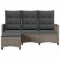 Preview: Gartensofa mit Liegefunktion Kissen L-Form Grau Poly Rattan
