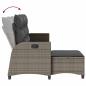 Preview: Gartensofa mit Liegefunktion Kissen L-Form Grau Poly Rattan