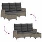 Preview: Gartensofa mit Liegefunktion Kissen L-Form Grau Poly Rattan