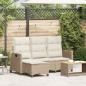 Preview: ARDEBO.de - Gartensofa mit Liegefunktion Kissen L-Form Beige Poly Rattan
