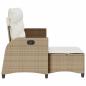 Preview: Gartensofa mit Liegefunktion Kissen L-Form Beige Poly Rattan
